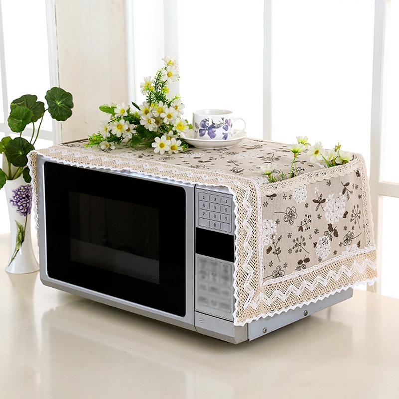 1PC Microwave Oven Machine Washable Cloth Cover Multi-purpose Cotton Linen 100*35cm Grease Proof Cover Kitchen Decor Dust Cover