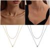 Double Layer Chain Necklace 1Cubic Zirconia Jewelry Water Resistant
