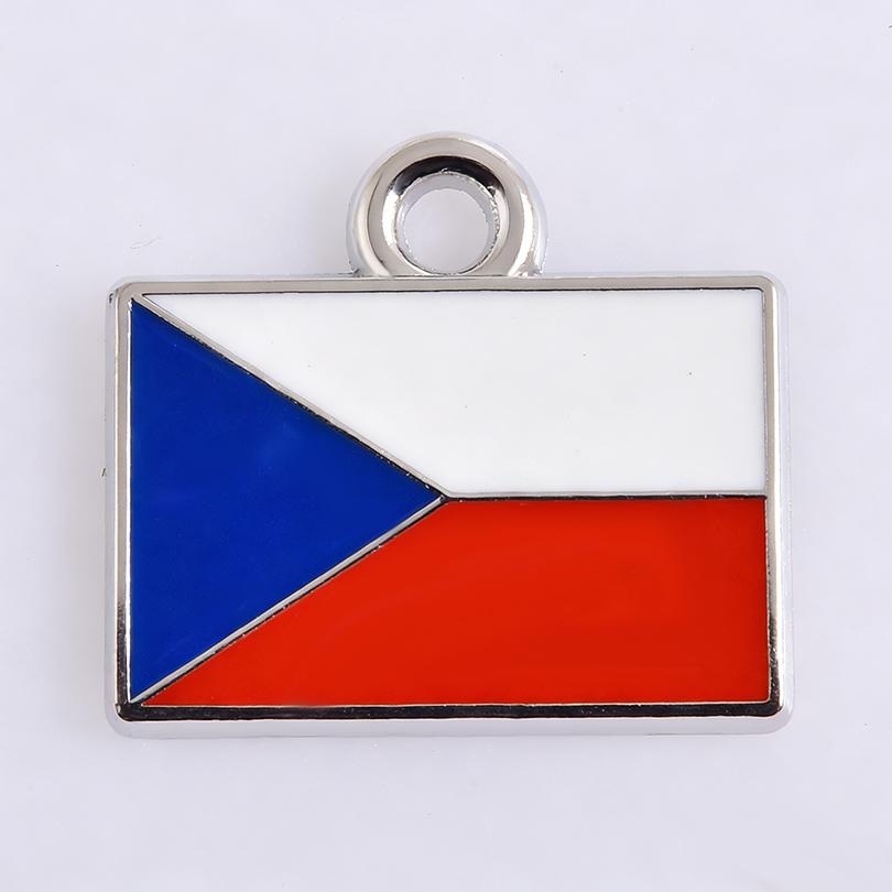 5pcs/Lot Different Countries Flags Enamel Charms For Jewelry Making Supplies Rectangle Silver Color Pendants Handmade Materials