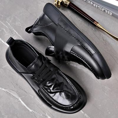 Leder Business Schuhe Business Casual Lederschuhe Bequem Runde Spitze Schnürung Modisch Vielseitig Weiche Sohle Lederschuhe Herren