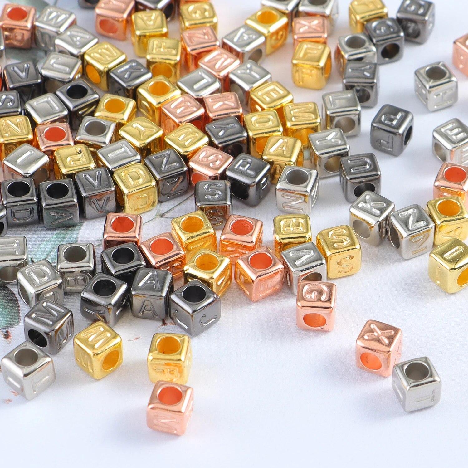 

400PCS Mixed Color CCB Beads Square Shape Bead Loose Spacer Gold DIY Jewelry Making Findings Charm