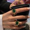 Vintage Emerald Bamboo Joint Statement Ring