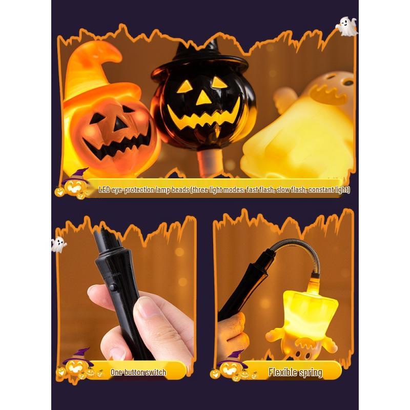 Halloween Pumpkin Lantern Hand-Crank Light-Up Stick for Kids - Festive Decoration and Gift