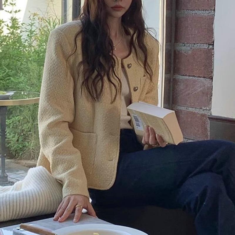 Französisch lila kleine duftende jacke frauen herbst neue retro high-end-lange ärmeln lose apricot top