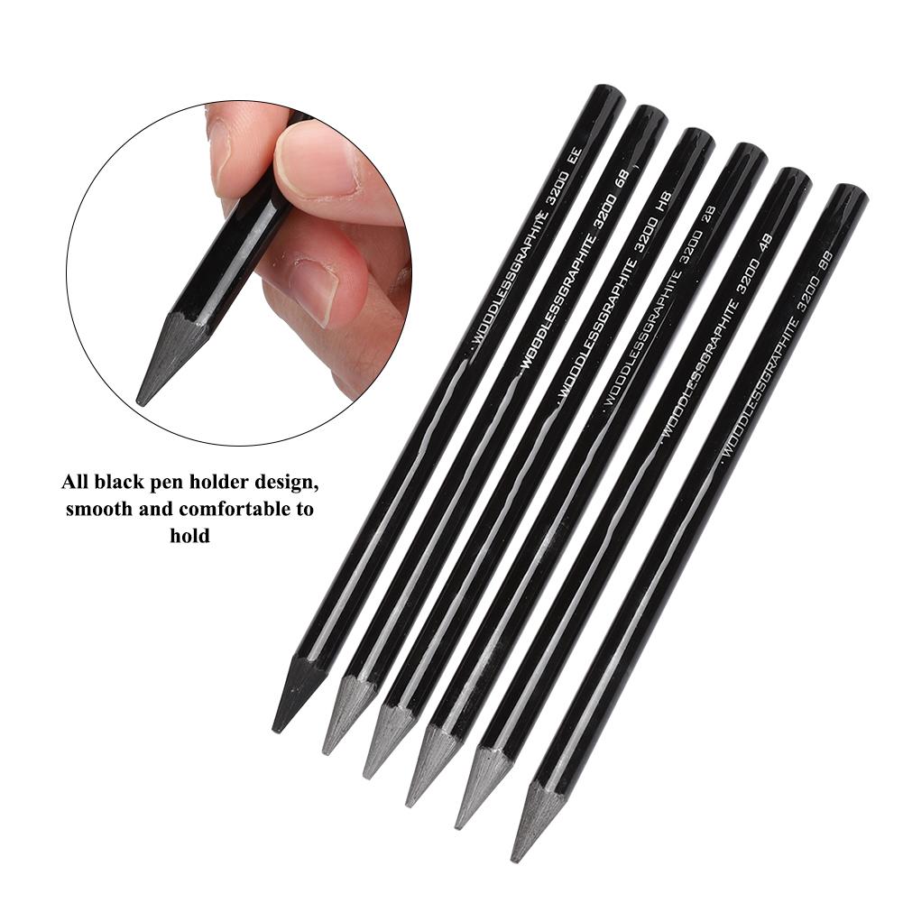 6 Stück Kohle Skizzenstift Professioneller Holzmalstift Schreibwaren Kunstbedarf 2B 4B 6B 8B EE HB