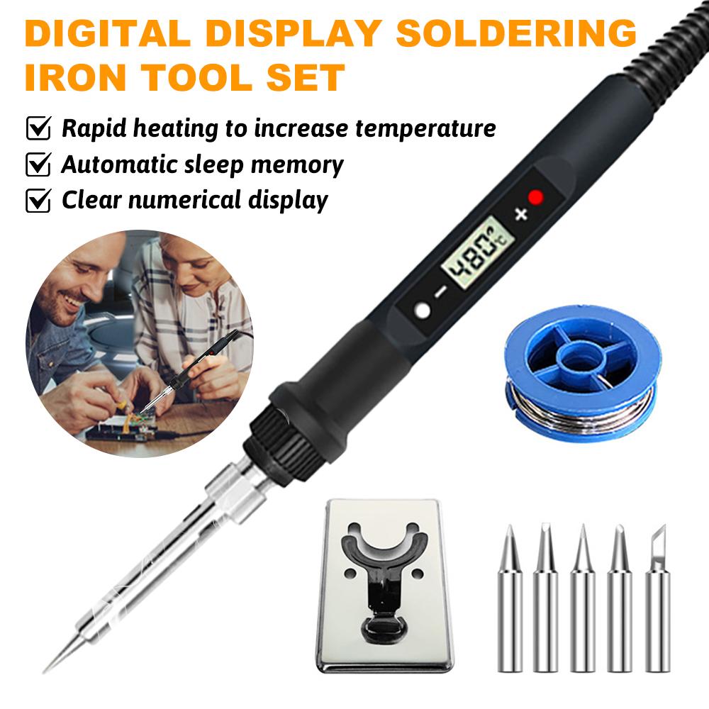 80W Electric Soldering Iron Adjustable Temperature Digital Display Electronic Welding Repair Tools With Solder Tin Iron Tips