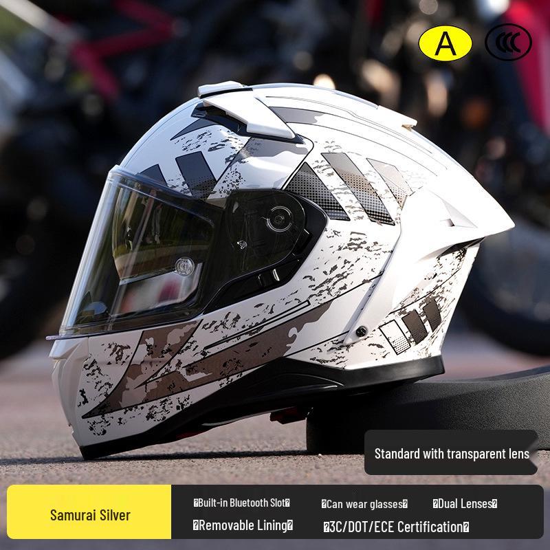 RSV Motorcycle Helmet with Double Visor, Men's Full Face, All-Season, Universal Fit, 3C Certified (Model 939)