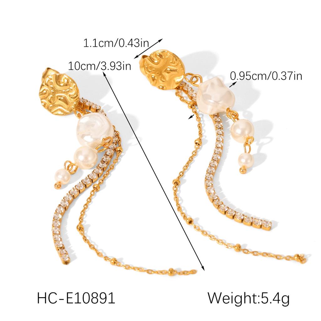 French Style Pearl Earrings Stainless Steel Studs Ins Titanium Steel Jewelry Light Luxury High-end Feel 18k Gold
