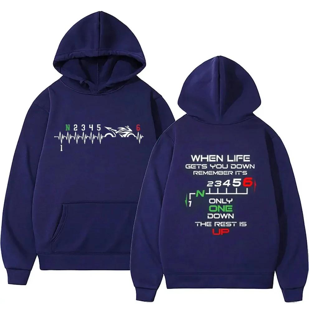 1N23456 Motorcycle Gear Biker Heartbeat Print Men's Hoodies Male Pullover Clothing Oversized Sweatshirts Graphic Women Tracksuit