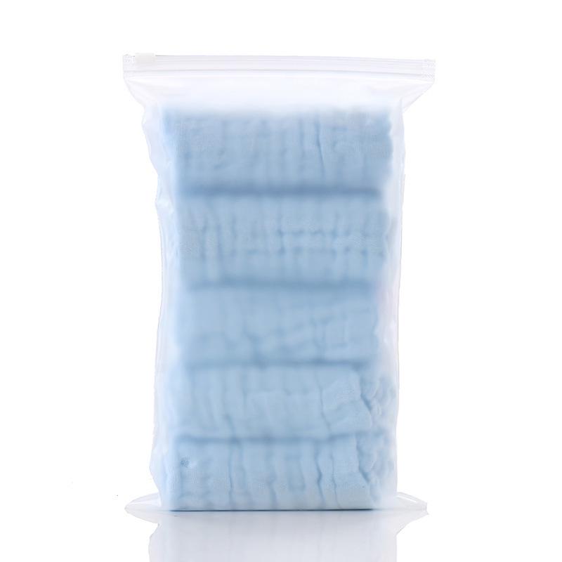 Set of 5 Plain Color 30x30cm Six-Layer Gauze Towels: Infant Saliva Towels & Handkerchiefs.