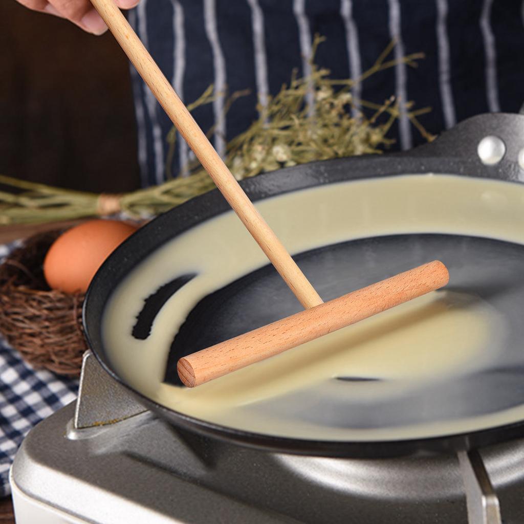 Zestaw 2 przyborów do naleśników ABWR z drewnianymi szpatułkami i łopatkami do smarowania naleśników - narzędzia do smarowania ciasta tortilla rake