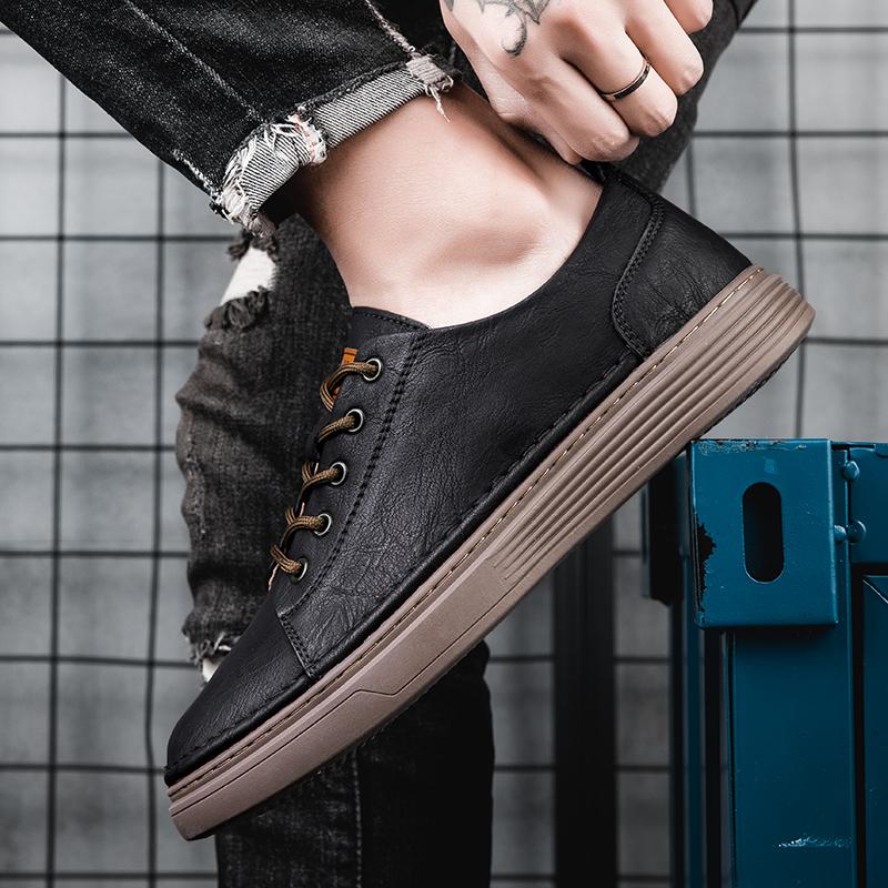 Zapatos de Hombre de Cuero Genuino Zapatos Casuales para Hombre Zapatillas de Moda Zapatos de Diseñador Cómodos para Hombre Planos Antideslizantes con Cordones Lisos Brogue