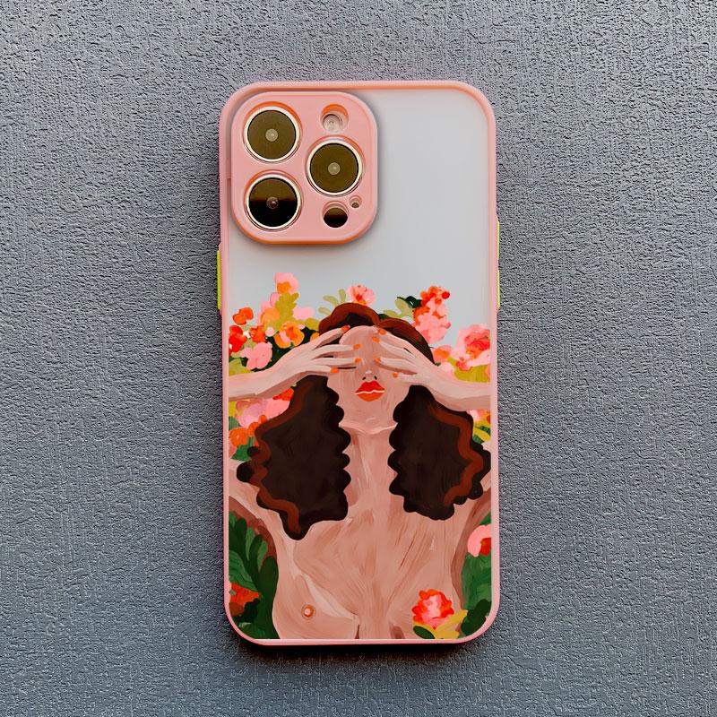 Oil Painting Flower Girl Phone Case For iPhone 16 15 12 11 13 14 Pro Max Mini X XS XR 15 14 8 Plus Shockproof Translucent Covers