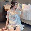 High Value Light Luxury Casual Ice Silk Temperament Pajamas Women'S Short-Sleeved Shorts Set Can Be Worn Outside