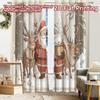 2pcs, 2D FLAT PRINTING Curtains (Without Rod) Santa and Reindeer Halloween Festival Popular Curtains&Drapes Semi-Sheer Curtains
