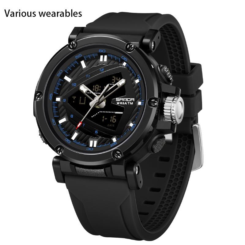 

Спортивные водонепроницаемые электронные часы с будильником, модные трендовые мужские электронные кварцевые часы