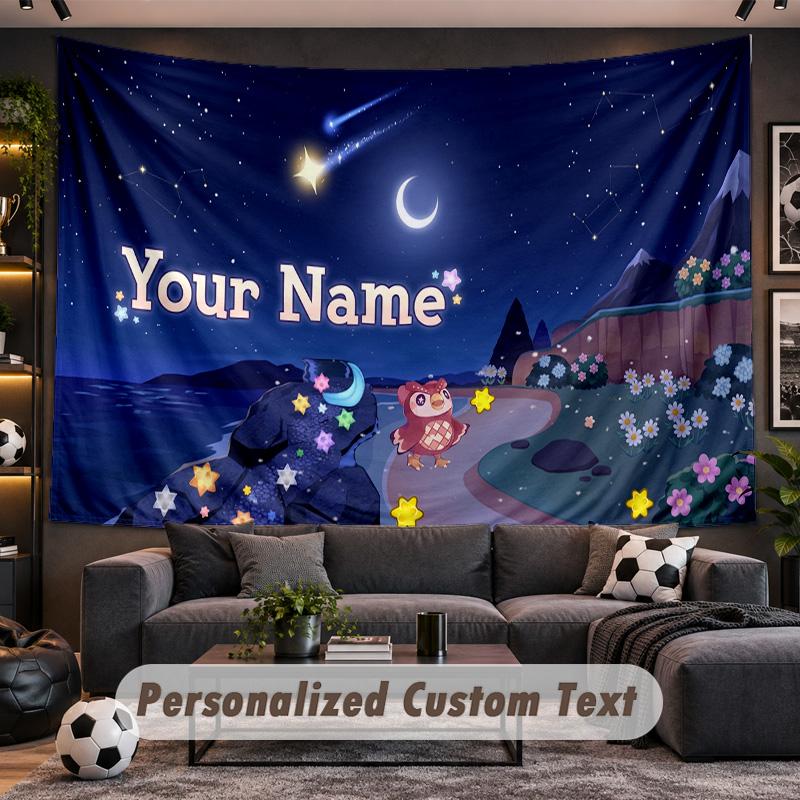Animal Crossing Personalized Tapestry Support Custom Name, Wall Art Home Decoration