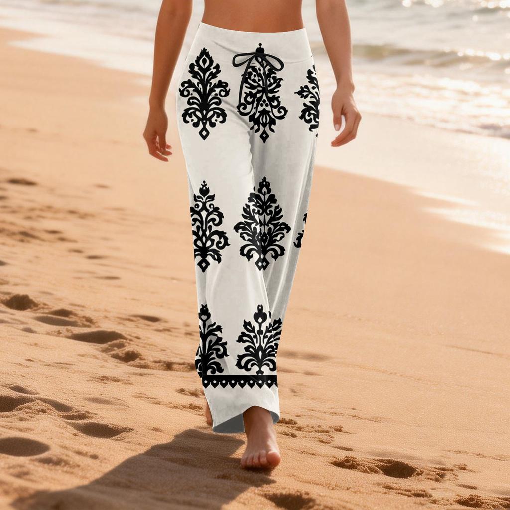 Women's Fashion Loose-Fit Drawstring Elastic Waist Casual Printed Pants