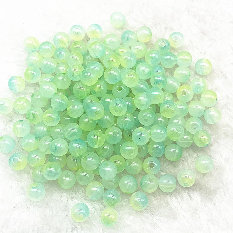 50pcs 8mm Double Color Imitation Jade Round Acrylic Beads Loose Spacer Beads Pattern for Jewelry Making DIY Bracelet Necklace