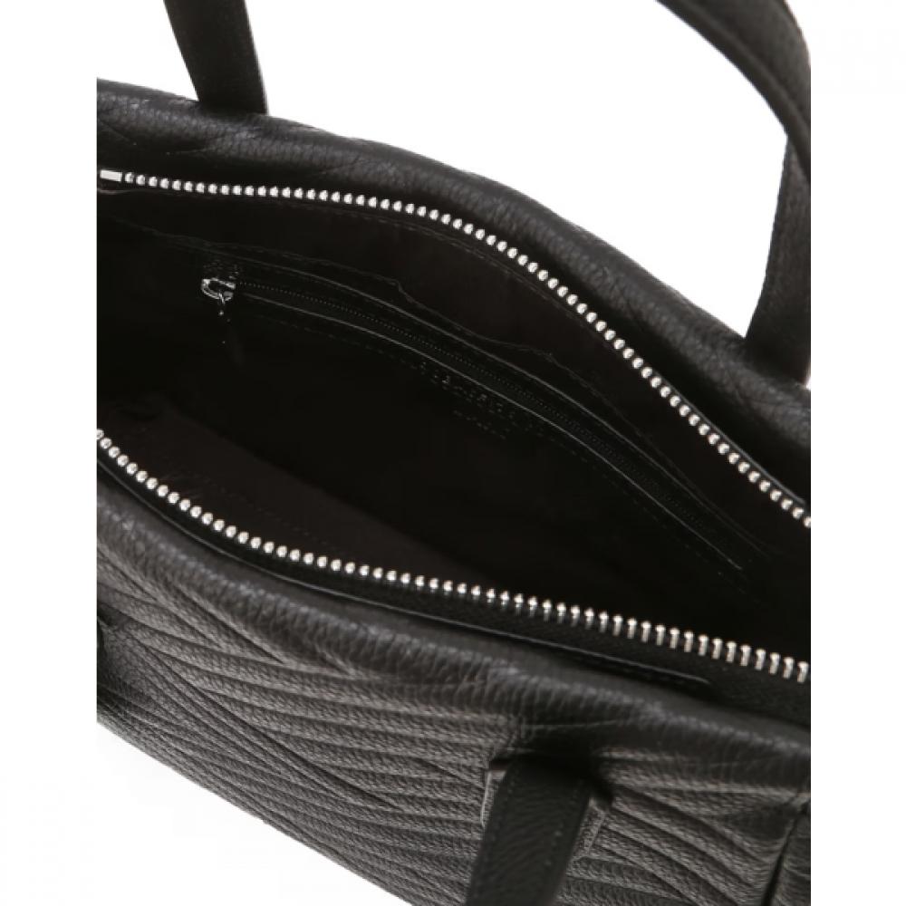 Daks Black Leather Tote Bag With Logo Dcba6f376bk