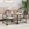  Coffee Tables with Glass Top, 2 Pcs., 50x50x45 Cm, Steel