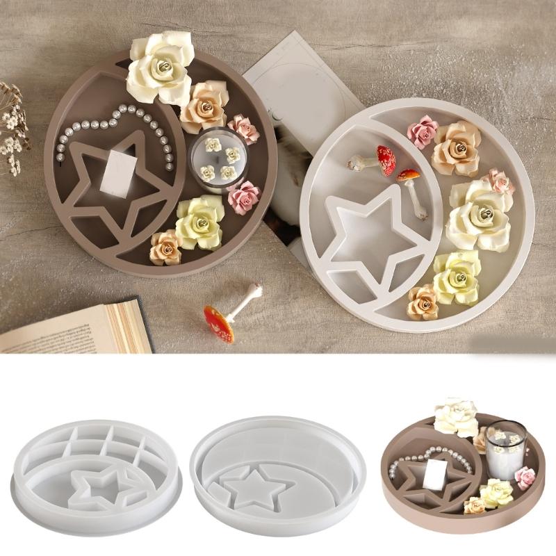 Praktická flexibilní silikonová forma na úložné podnosy ve tvaru hvězdy a měsíce Přenosný doplněk pro domácí potřeby pro tvoření