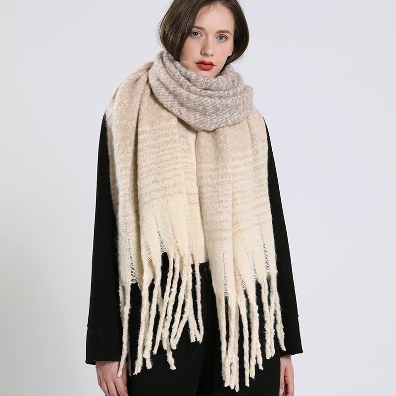

Women Winter Lattice Imitation Cashmere Scarf For Thick Warm Pashmina Blanket Lady Bufanda Shawl Tassel Echarpe Poncho Stoles 50x190 cm