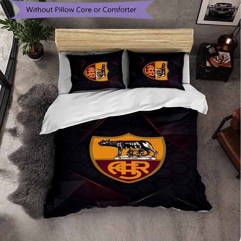 Biancheria da Letto a Tema AS Roma Set 3 Pezzi Copripiumino Biancheria da Letto Decorativa per Stanza Adolescenti Decorazione Casa