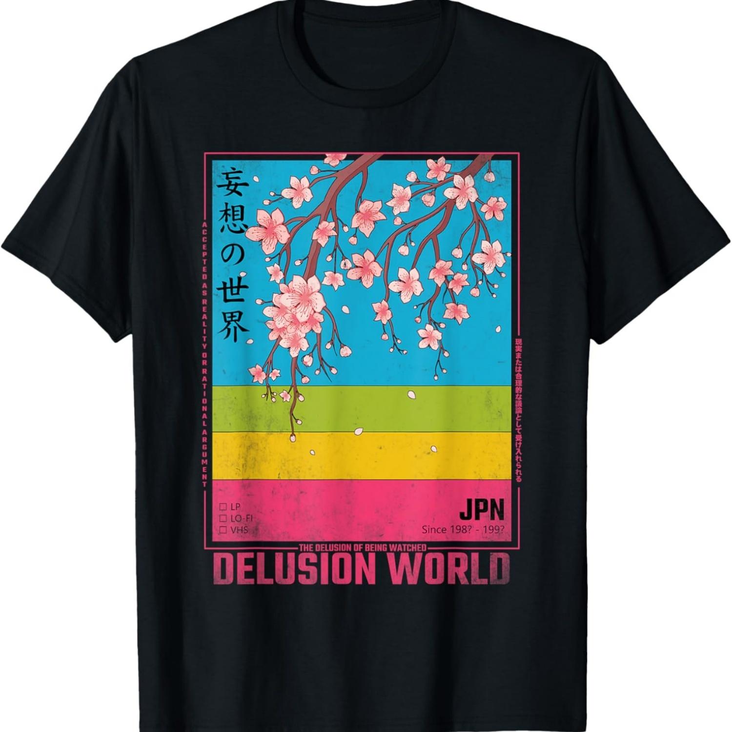 cherry blossom vintage sakura japanese vaporwave T-Shirt S чёрный