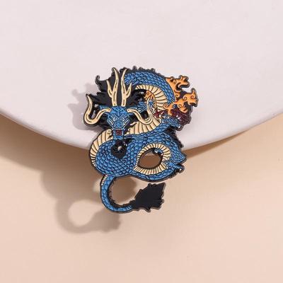 Creative Azure Dragon Brooch: Retro Styling Metal Pin for Clothes, Bags, and Apparel Jewelry.