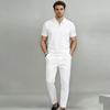 Men's Breathable Polo Sportswear Set - Short Sleeve & Long Pants for Daily Commute Casual Wear
