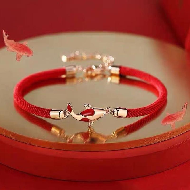 Fashion Rope Bracelet Lucky Red String Koi Fish Bracelet For Women Men Lovers Wristband Bead New Year Bring Good Luck Jewelry