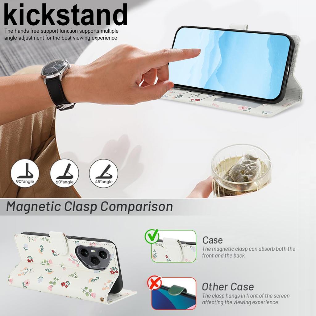 Für Honor 400 Pro 5G (Global) Brieftasche Hülle Rhombisches Blumendesign Leder Klapphandyhülle mit Riemen