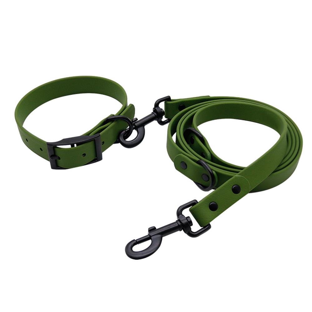 Multifunktionales PVC Haustierhalsband Leinen Set Verstellbares Wasserdichtes Hundehalsband Doppelkopfleine Outdoor Spaziergang Training Schleppseil