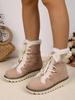 Damen Übergröße Schnür-Schneestiefel - 2024 Mit Fleece gefüttert, Warm, Verdickt, Flacher Boden für Herbst/Winter.