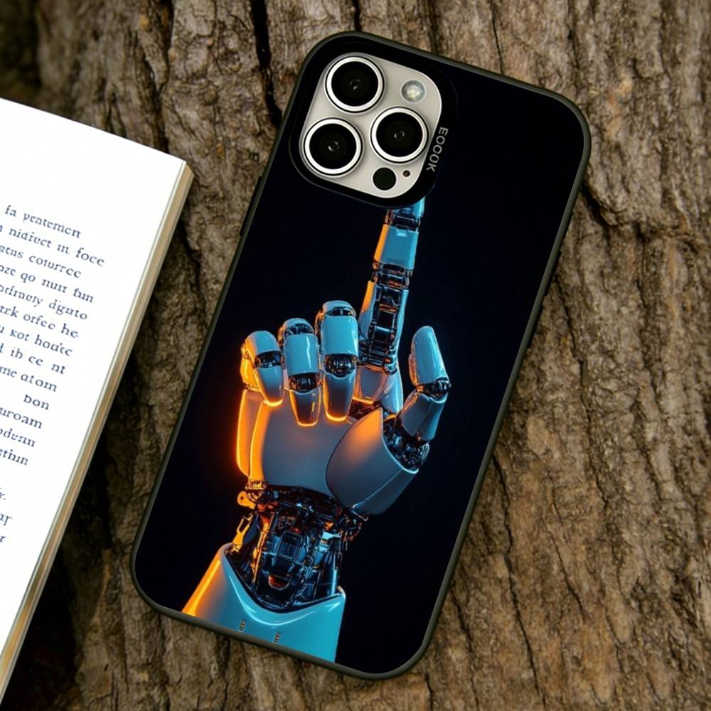 

Robots & People Phone Case For iPhone 17,16,15,14,13,12,11 Plus,Pro Max,XS,Colored Silver Plated Inside Cover iPhone11ProMax