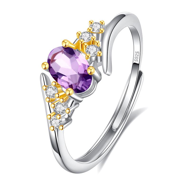 Jewelry S925 Sterling Silver Ring Women s Adjustable Ring Natural Garnet Crystal Premium Hand Jewelry Adjustable opening