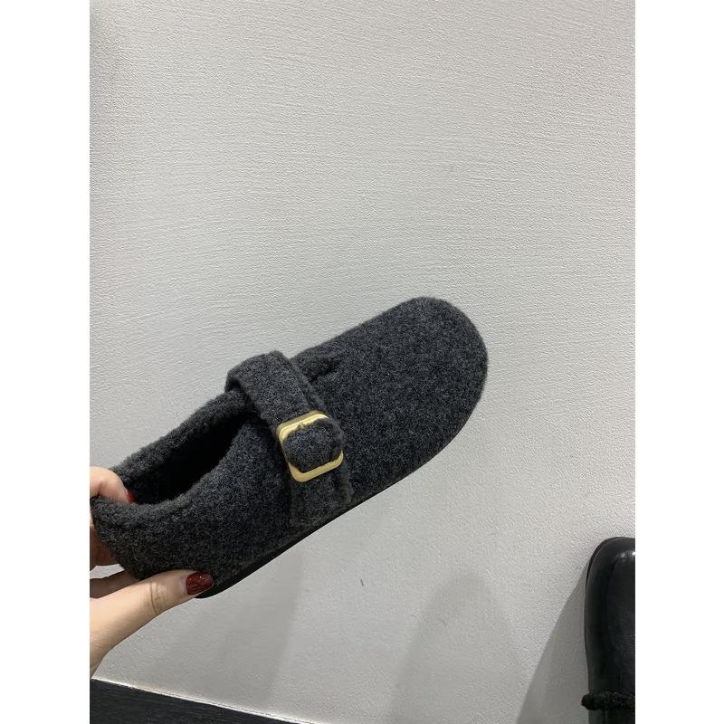 Retro Fleece Shoes for Women's Autumn and Winter New Thick-soled Full-fit Single Shoe