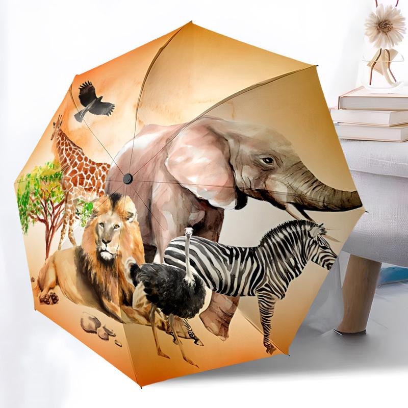 1pc Safari Animals Automatic Umbrella - Automatic Opening And Closing, Sturdy Iron Frame, Formal Occasions yy251018226