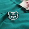Blucome Newest Fashion Small Cat Shape Brooches Crystal Copper Animal Brooch for Women Men Suit Scarf Hijab Pins