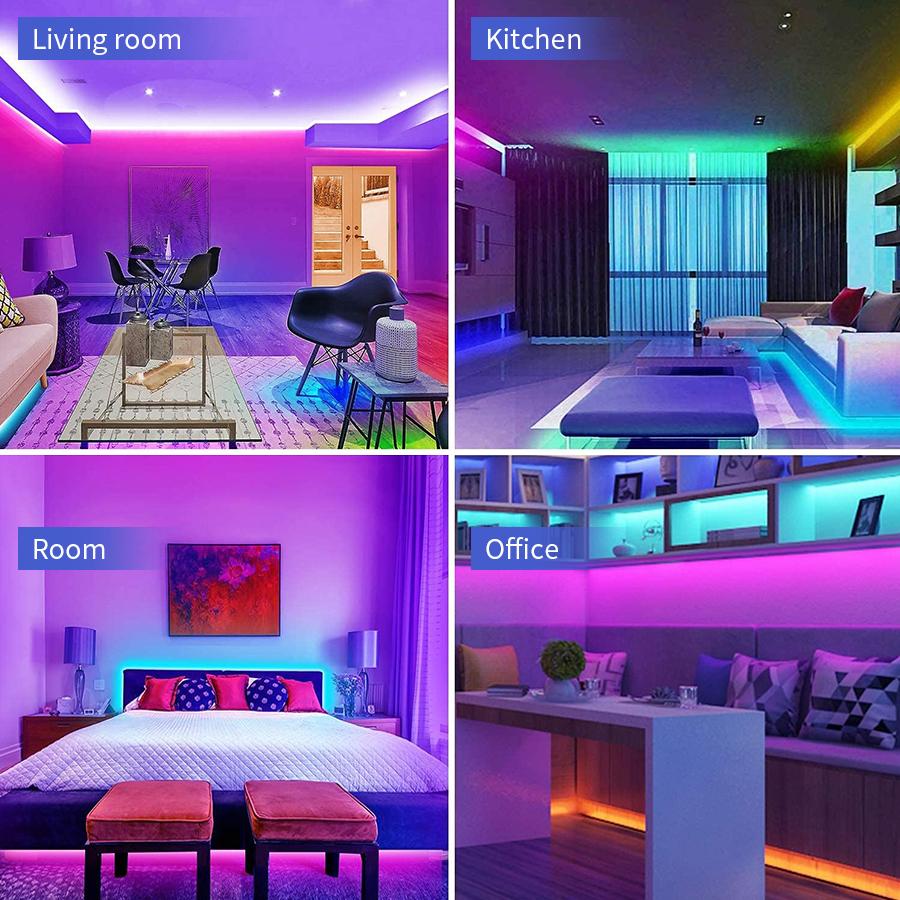 Colorful LED Light Strip with 24 Key Remote Control APP To Control Indoor Party Atmosphere Lights, 1/2/3/5/10/15/20M for You To