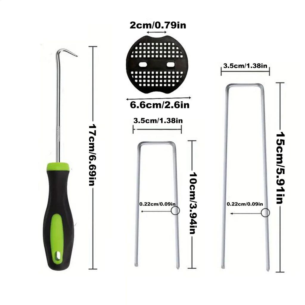 Garden Stakes 6 Inches U Shape Spikes With Gasket Landscape Fabric Pins With Pick Hook For Outdoor Yard Lawn Patio Greenhouse