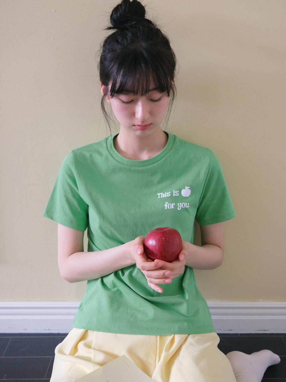 Aisseommeoli Appel T-Shirt - Green [Apple T-Shirt Light Green] Light Green