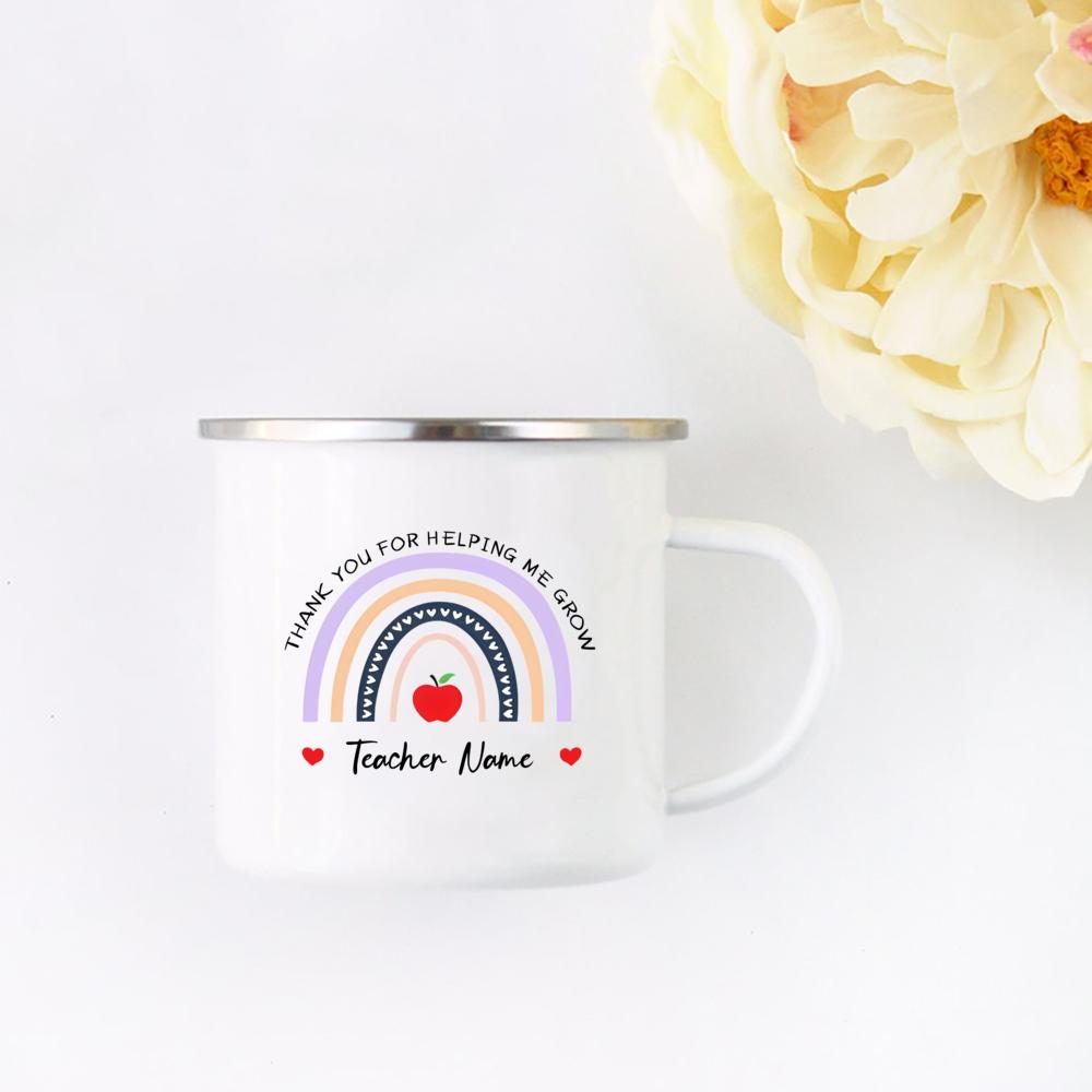 Personalised Teacher Mug with Name Thank You for Helping Me Grow Gift Nursery Primary Teacher Appreciation Gifts Coffee Mug
