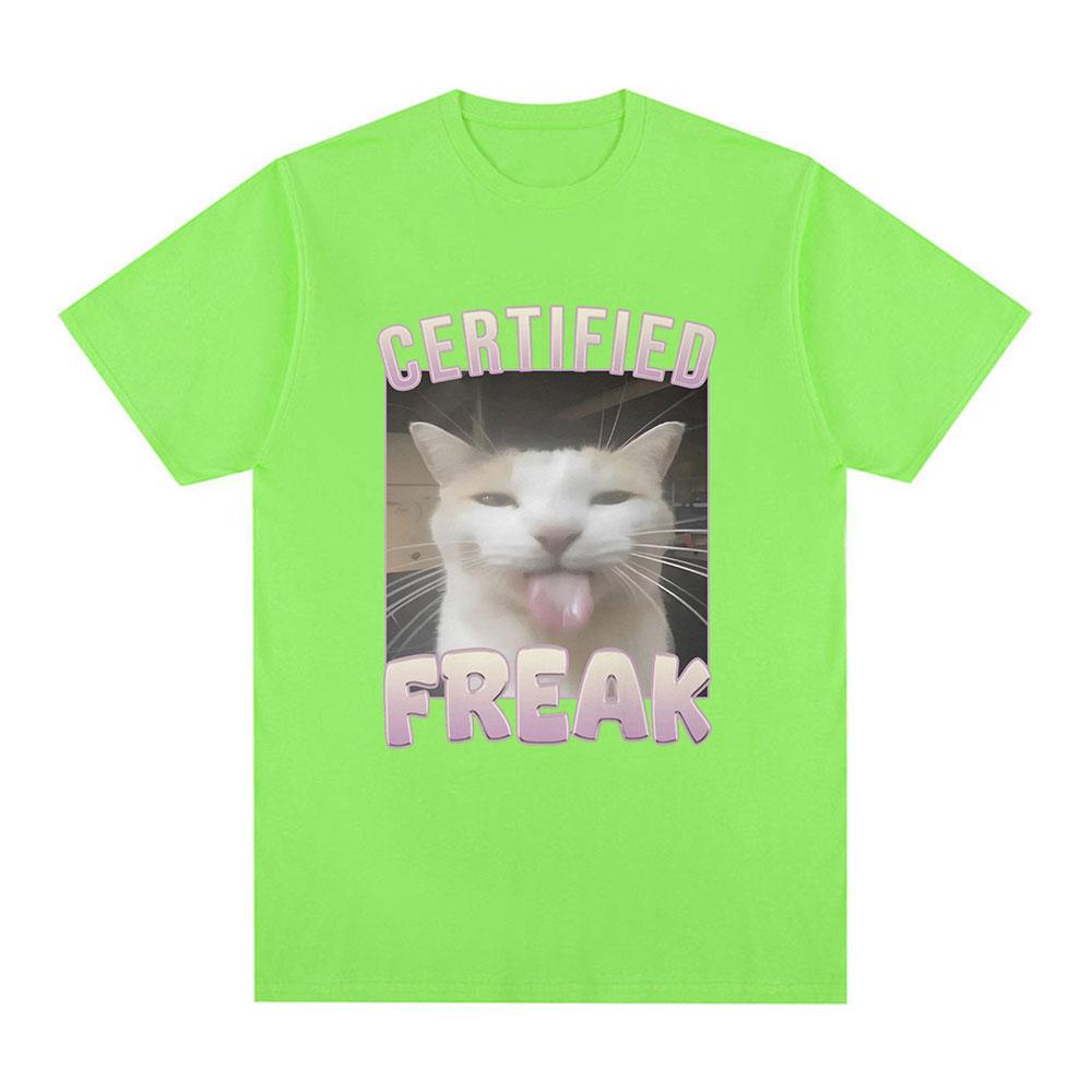 

Certified Freak Funny Cat Meme T Shirt Men s Fashion Vintage Short Sleeve T-shirts Casual Cotton Oversized T Shirts Streetwear 4XL