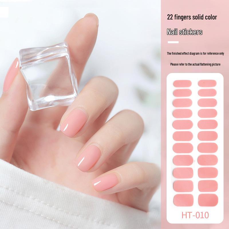 22-Finger Cross-Border Color Block Nail Stickers - No-Bake Gel Full Cover