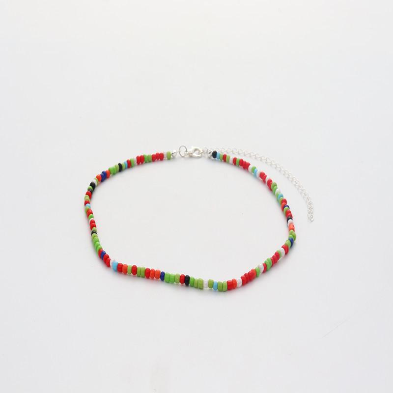 Collier bohème en perles de riz colorées fait main - Style européen et américain, accessoire de mode polyvalent