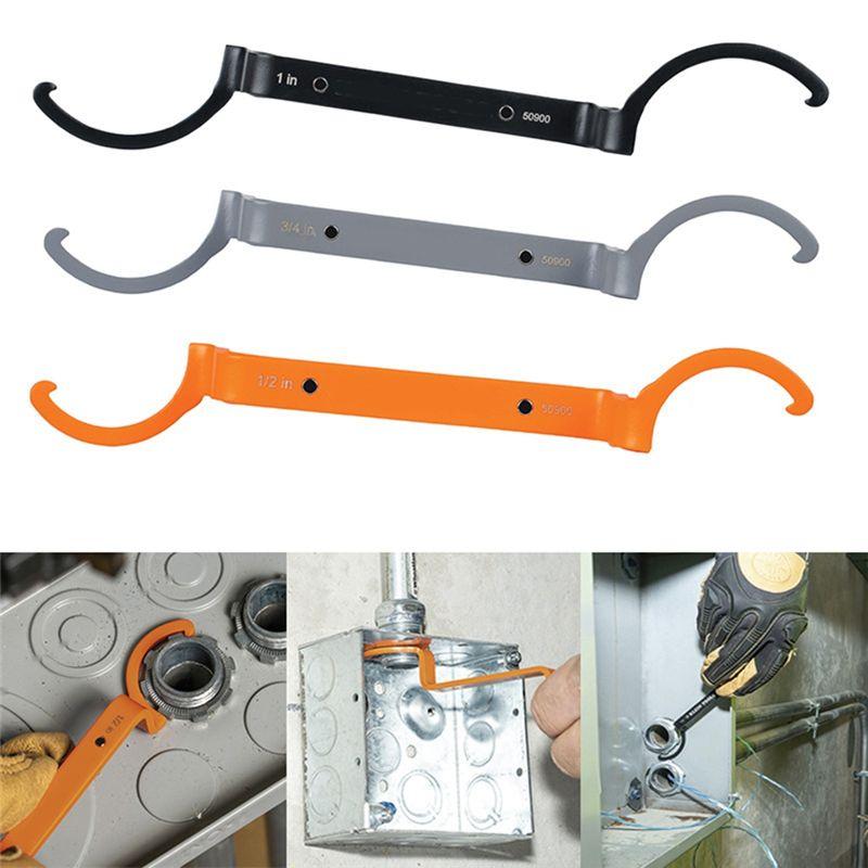 AEE2-3-Piece Conduit Lockout Wrench Set, Tighten And Loosen Locknuts In Tight Spaces, 1/2, 3/4 And 1-Inch, Offset Bends 50900 Du