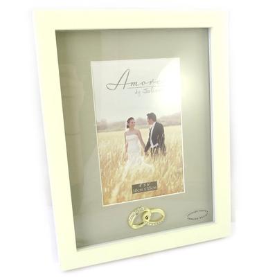 [M7728] - Ivory 'Romance' Photo Frame (10x15 Cm) Gold Wedding Rings