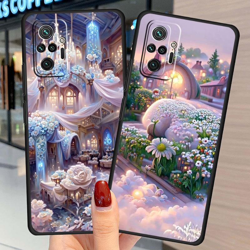 Blume Rosa Hülle für Xiaomi Redmi Note 11 10 9S 9 K40 Pro 7 8 9A 9C 8T 9T 10C 10Pro Silikon Handyhülle